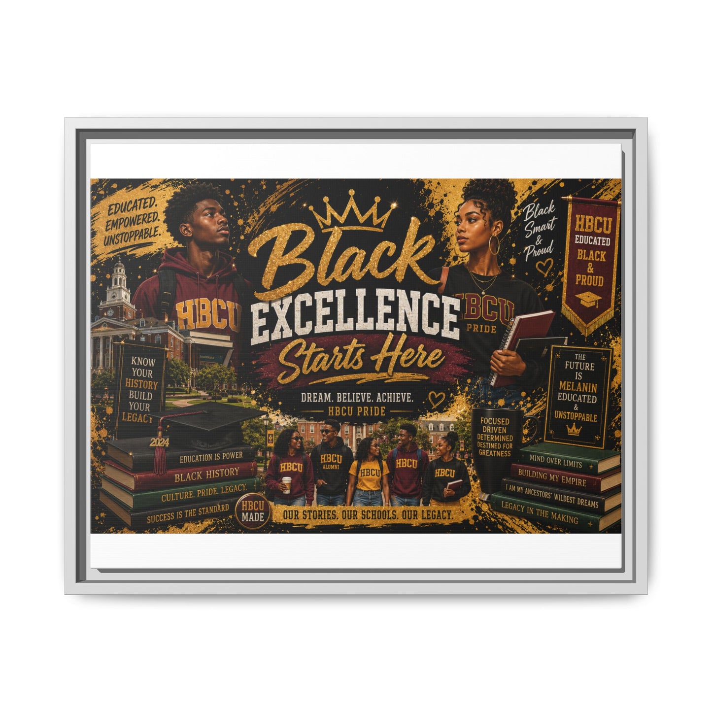 Black Excellence Starts Here Framed Canvas