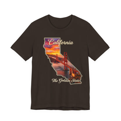 California Golden Gate Tee — "California The Golden State" Sunset Map T-Shirt