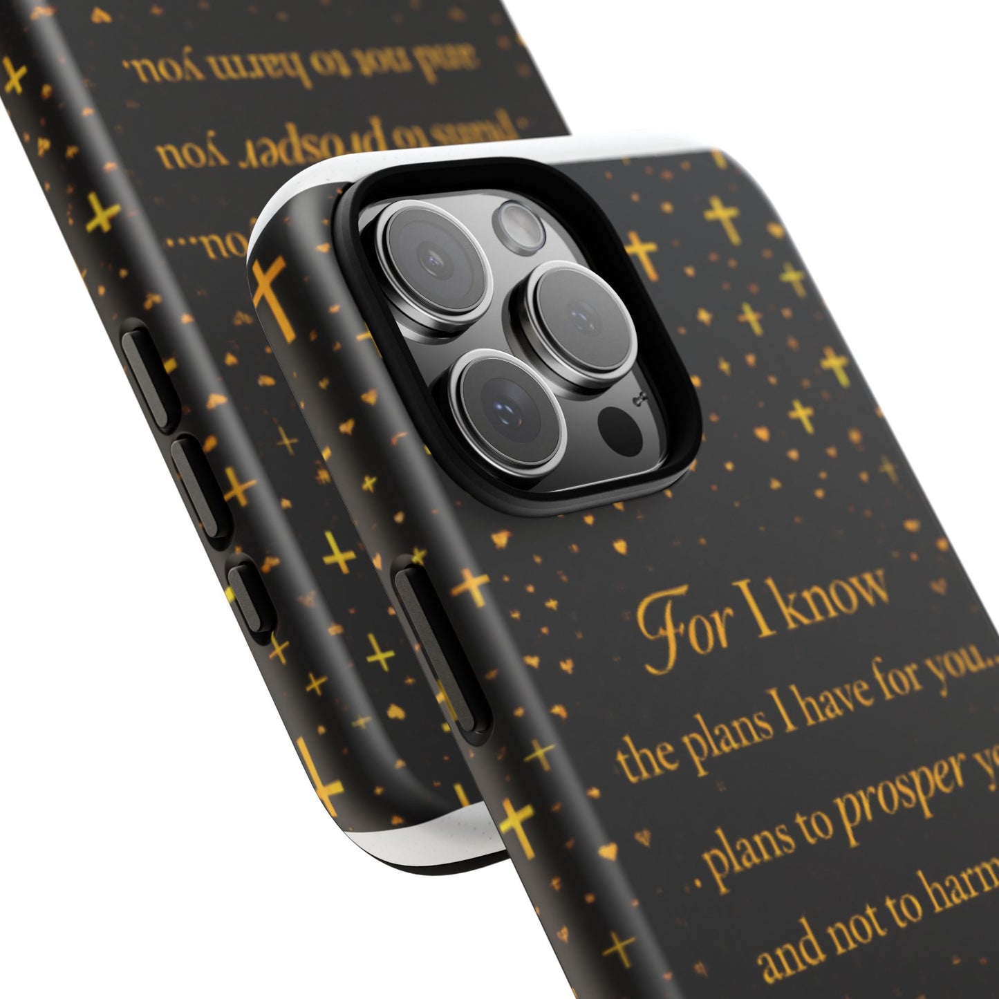 Phone Case — "For I Know" Jeremiah 29:11 Gold Cross Christian Tough Case