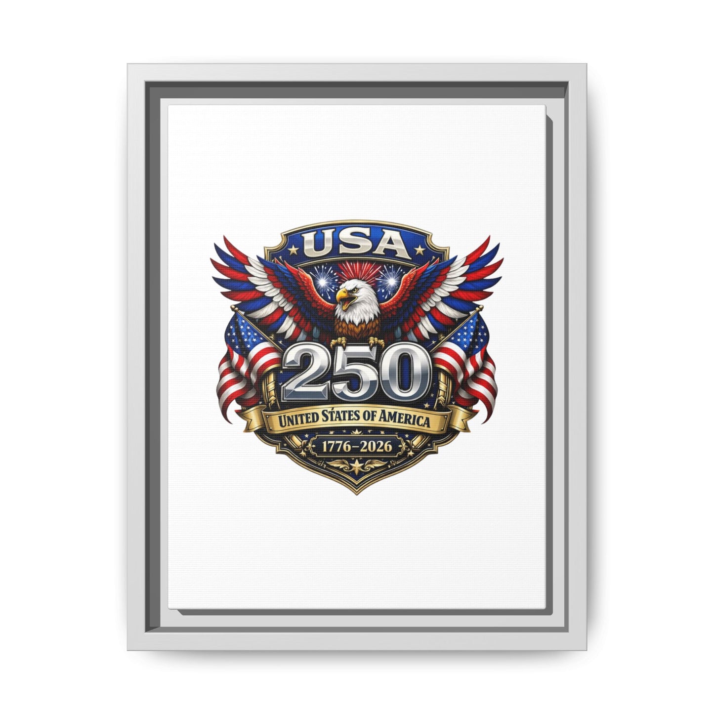 USA 250 Anniversary Framed Canvas — Patriotic Eagle 1776–2026 Wall Art