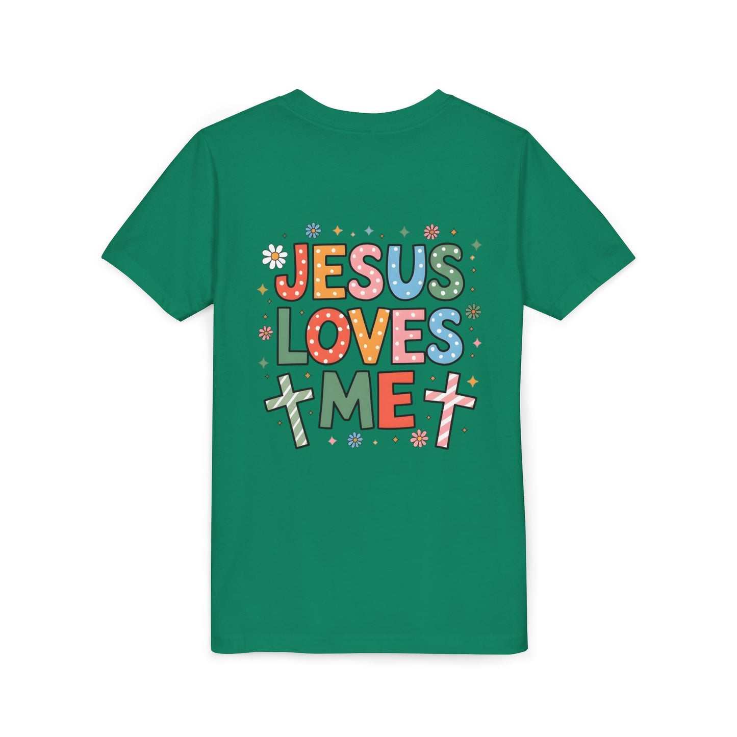 Youth Tee — "Jesus Loves Me" Colorful Christian Kids T-Shirt