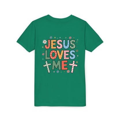 Youth Tee — "Jesus Loves Me" Colorful Christian Kids T-Shirt