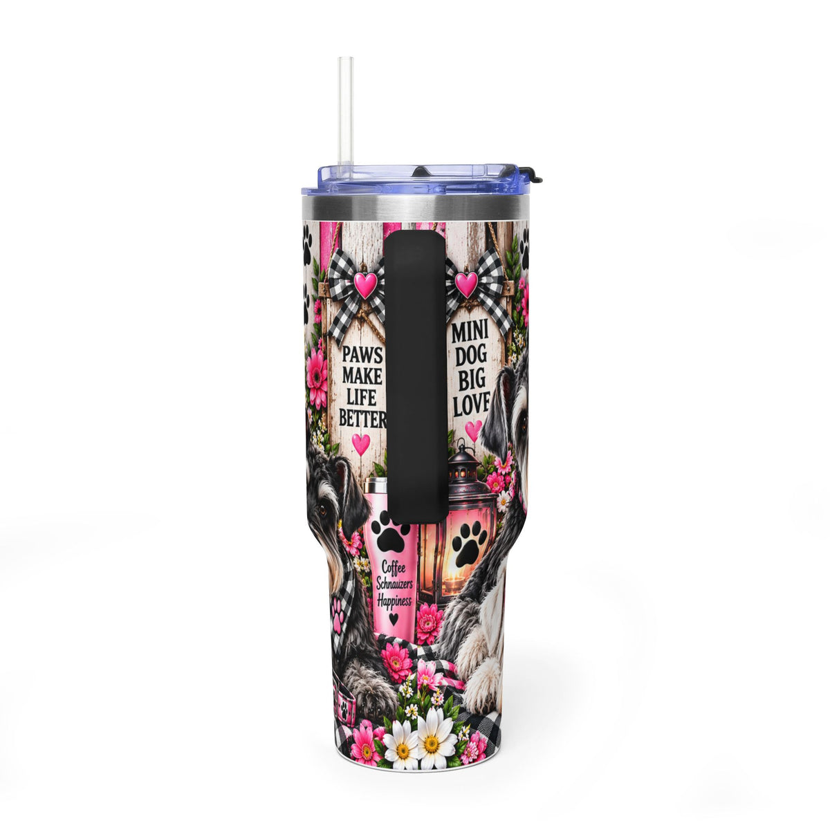 40oz Vacuum Tumbler - "Life Is Better With a Miniature Schnauzer" Dog Lover Travel Mug