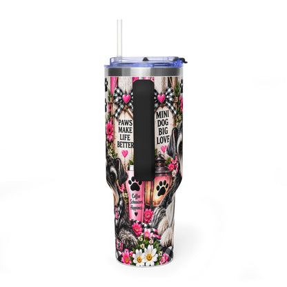 40oz Vacuum Tumbler - "Life Is Better With a Miniature Schnauzer" Dog Lover Travel Mug