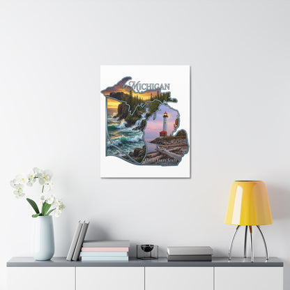 Michigan Scenic Canvas Print — Great Lakes Lighthouse Wall Art