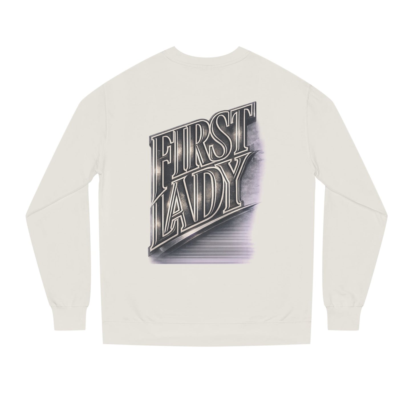 First Lady Graphic Sweatshirt — Retro Metallic Typography Crewneck