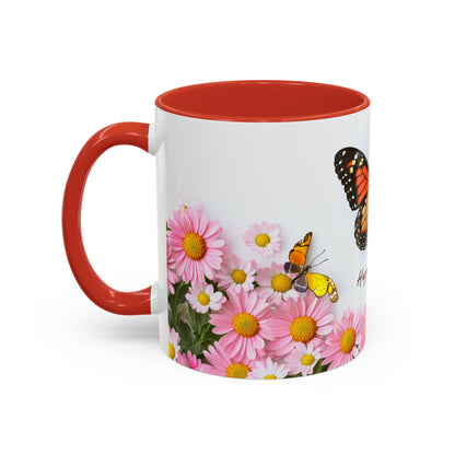 Mother's Day Butterfly Coffee Mug — "Happy Mother's Day" Floral 11/15oz Accent Mug