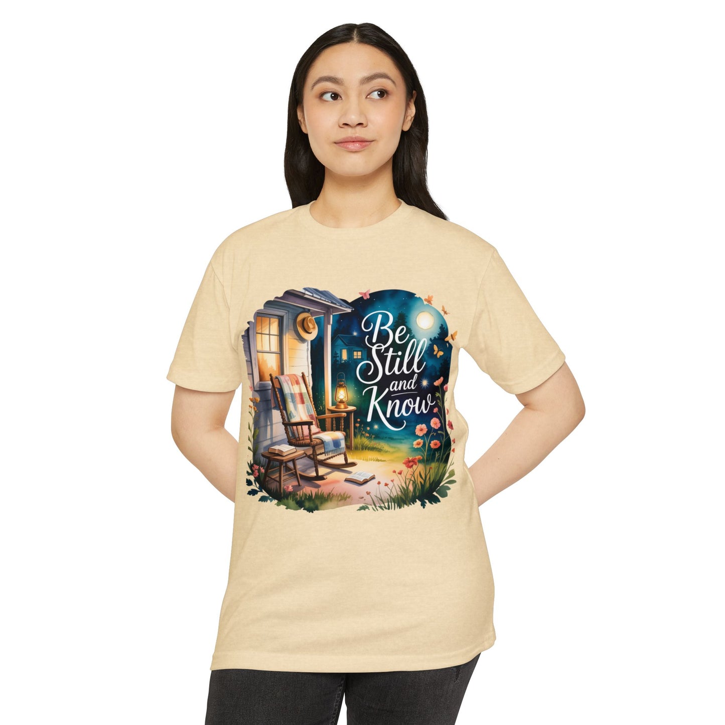 Be Still and Know T-Shirt — Cozy Porch & Moonlight Faith Tee