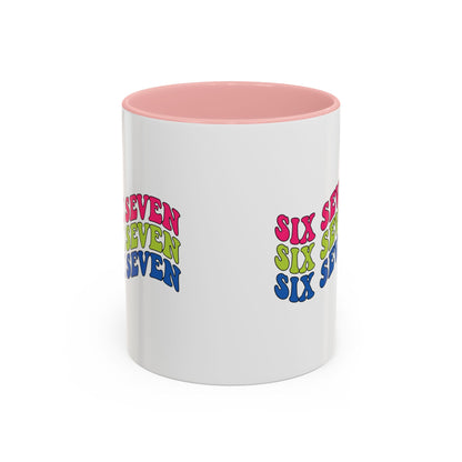 Six Seven Retro Accent Coffee Mug — Colorful 11/15oz Ceramic Tea Cup