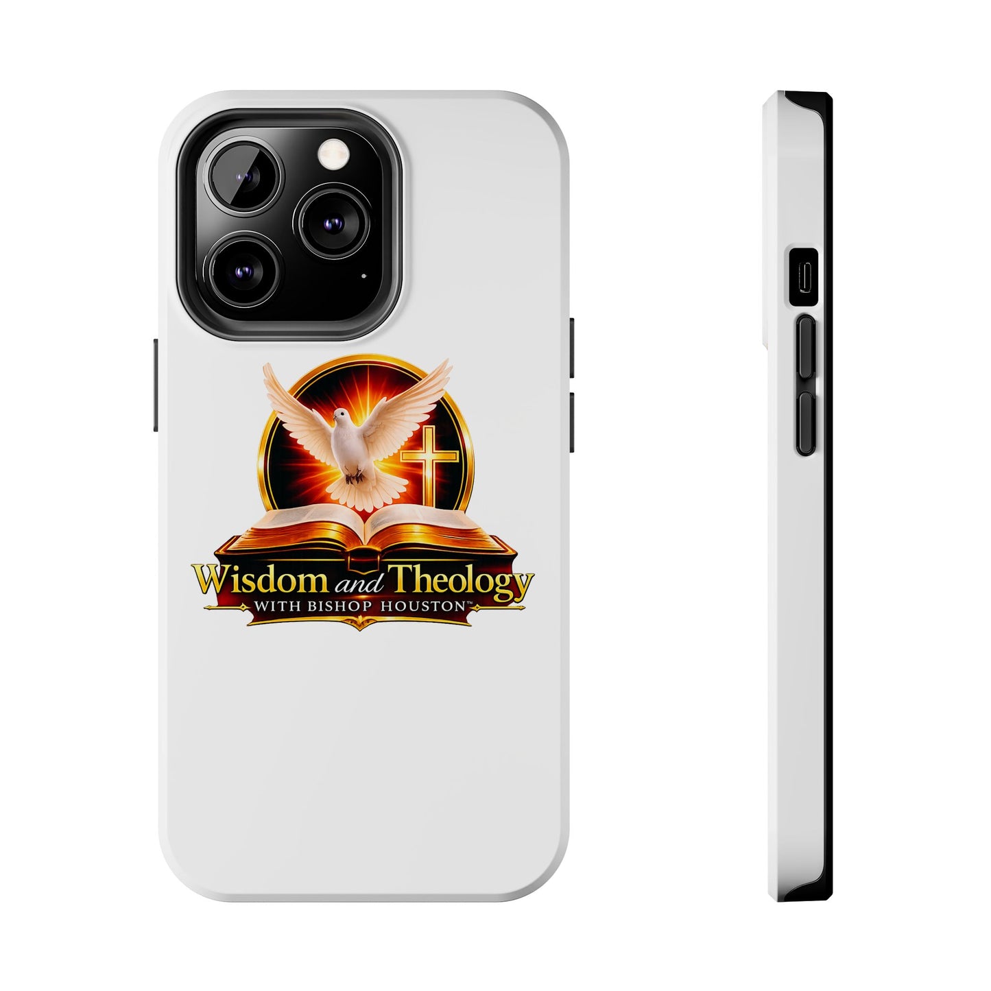 Wisdom and Theology Tough Phone Case — Christian Dove & Cross Design