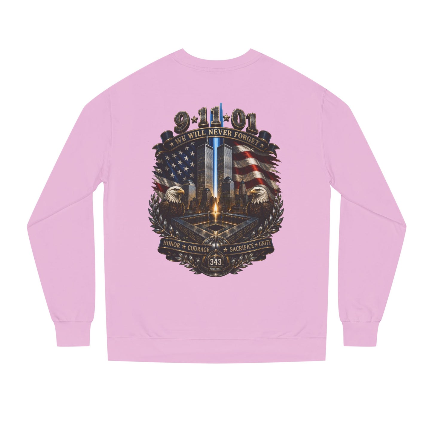 9/11 Memorial Sweatshirt — "We Will Never Forget" Tribute Crewneck
