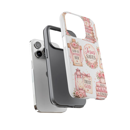 Faith Phone Case — 'Jesus Saves' Floral Christian Scripture iPhone Case