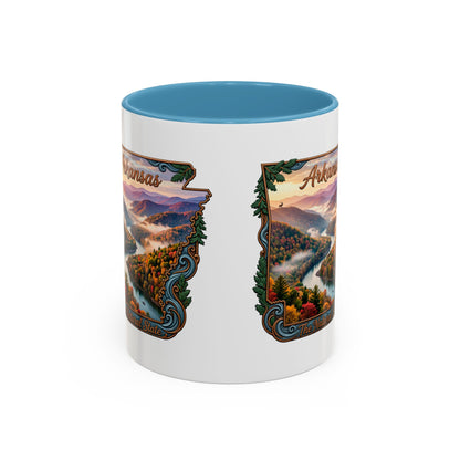 Arkansas Scenic Coffee Mug — Vintage State Map River Landscape (11/15 oz)