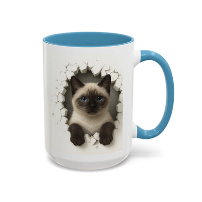 Siamese Cat Peeking Accent Coffee Mug (11/15oz)