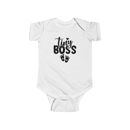 Infant Bodysuit - "Tiny Boss" Baby Onesie with Footprint Graphic