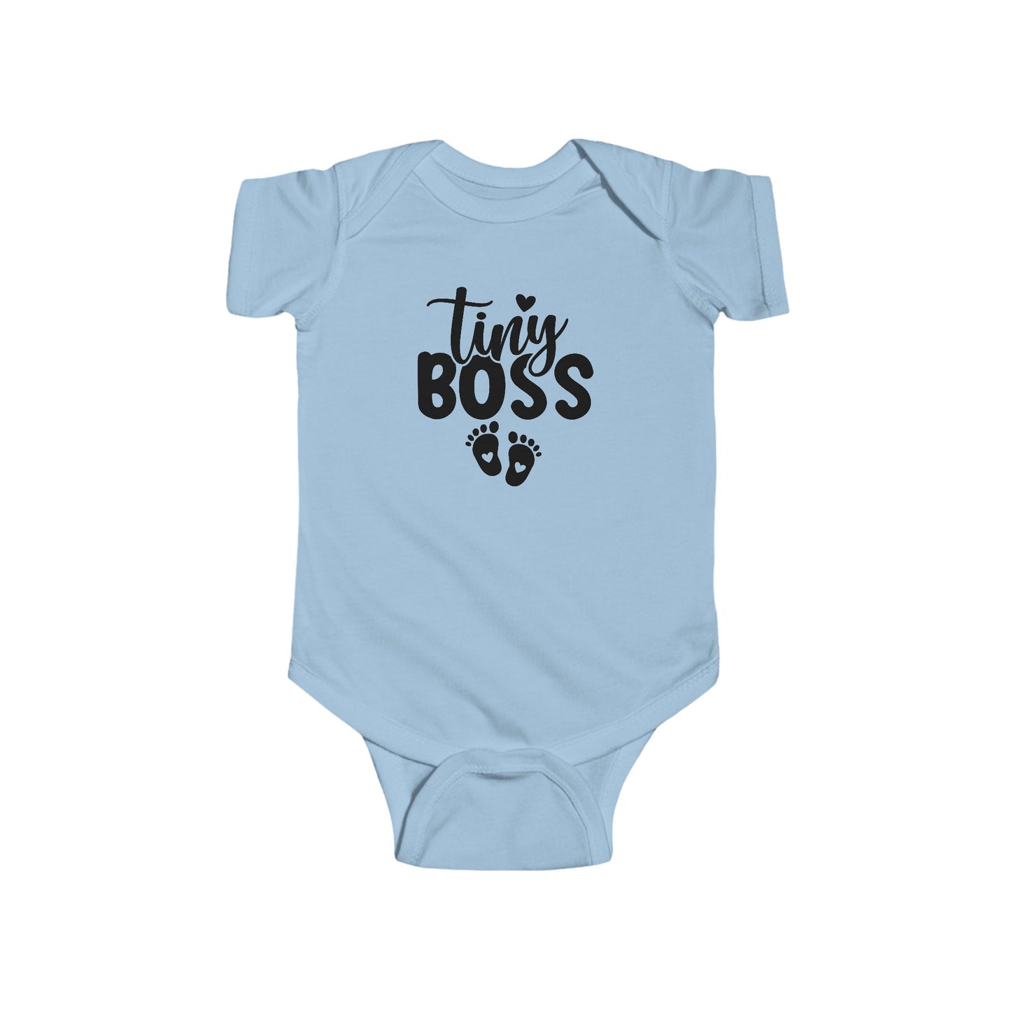 Infant Bodysuit - "Tiny Boss" Baby Onesie with Footprint Graphic