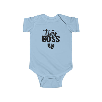Infant Bodysuit - "Tiny Boss" Baby Onesie with Footprint Graphic