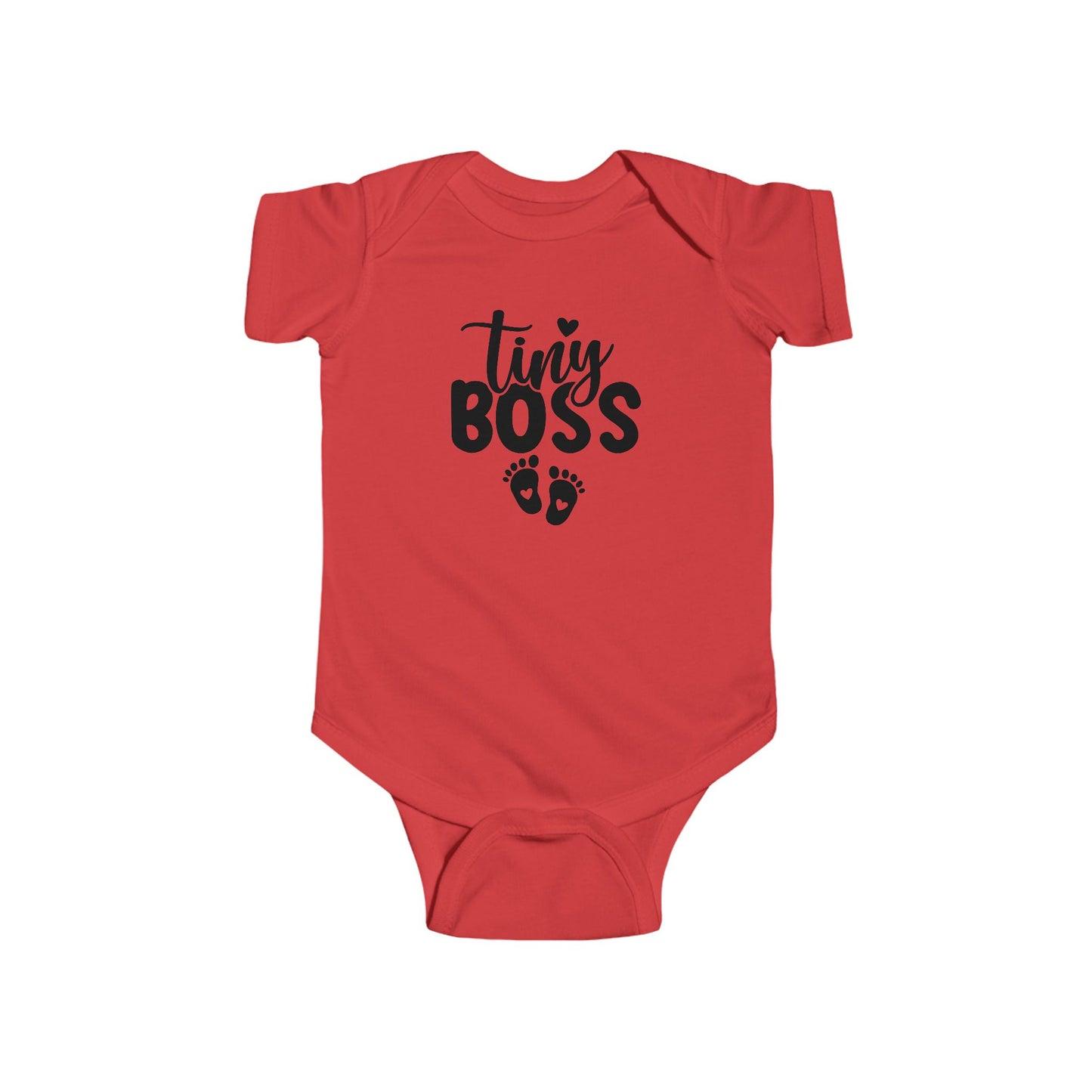Infant Bodysuit - "Tiny Boss" Baby Onesie with Footprint Graphic