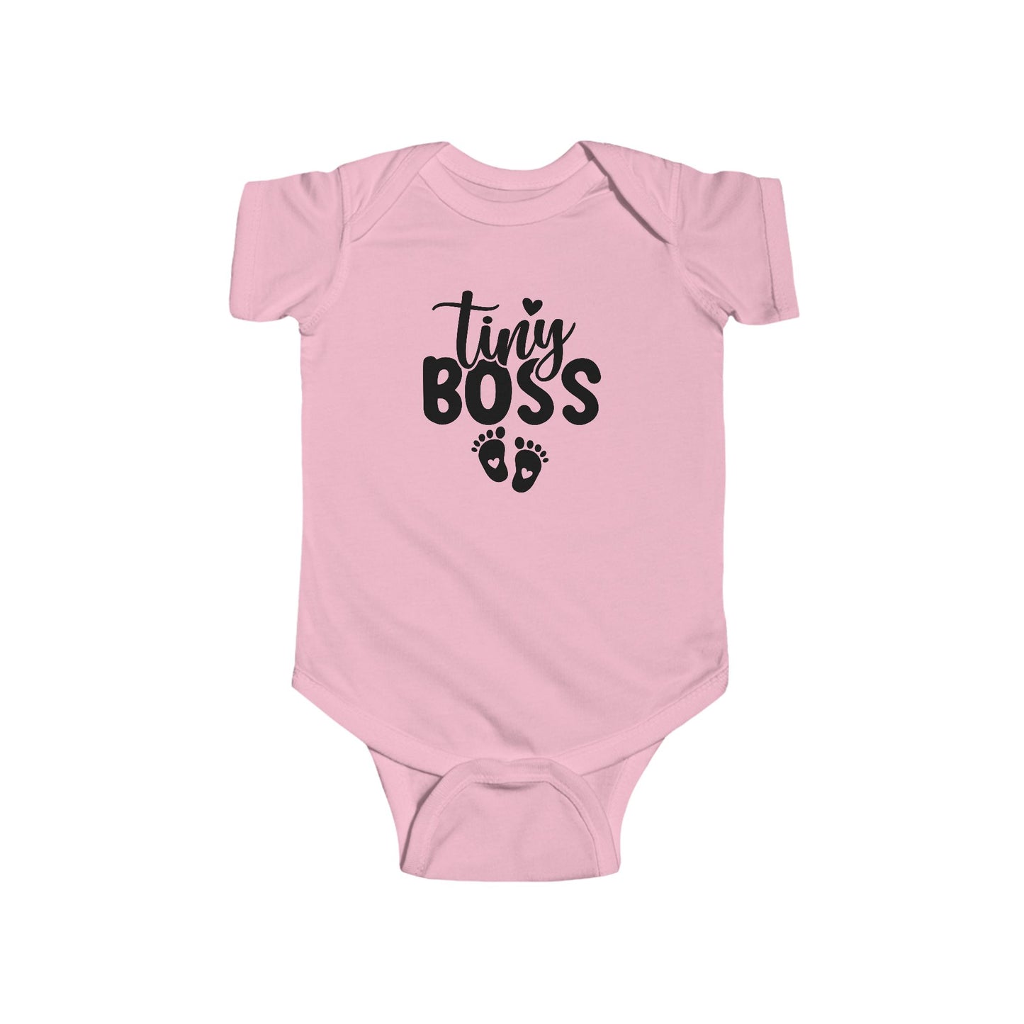 Infant Bodysuit - "Tiny Boss" Baby Onesie with Footprint Graphic