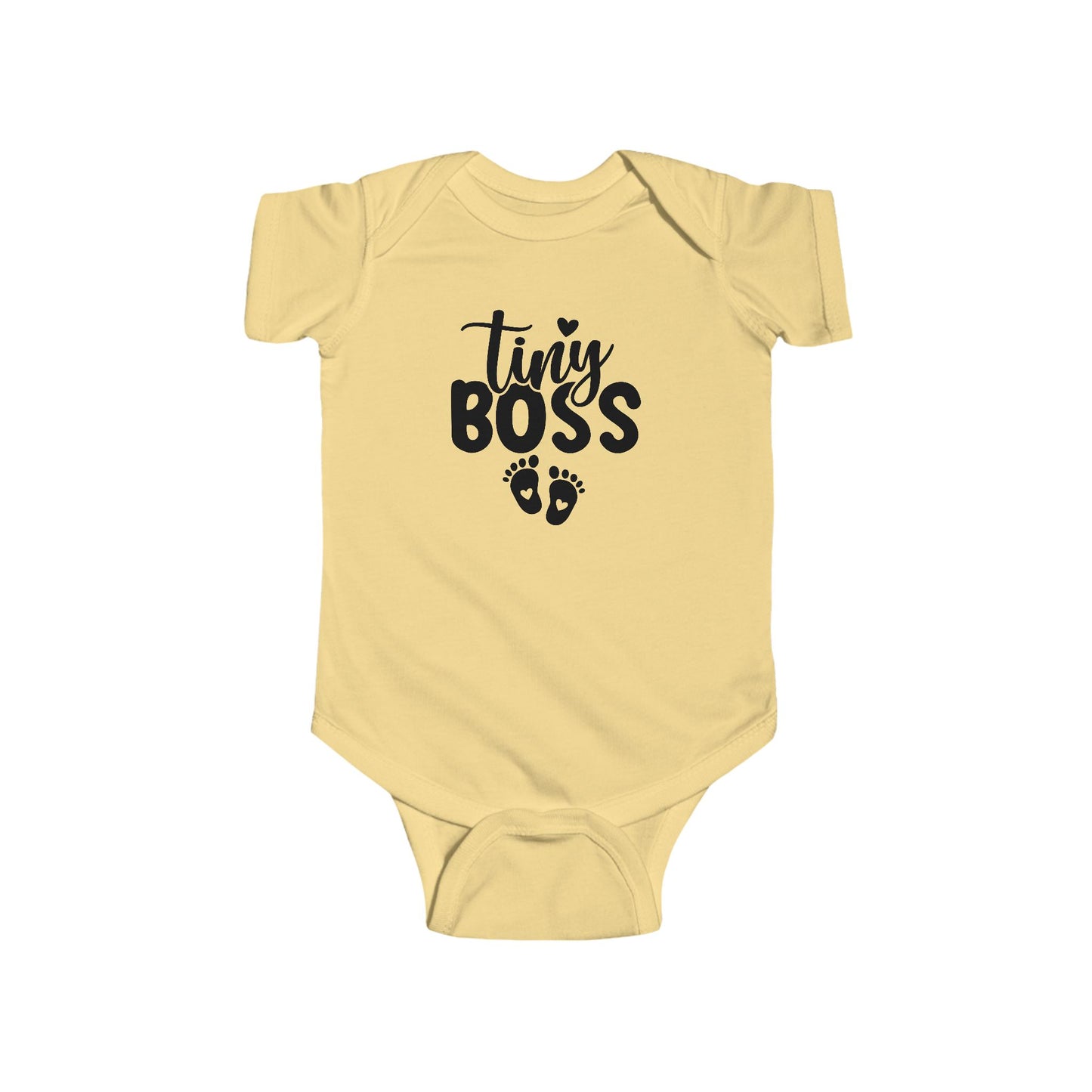 Infant Bodysuit - "Tiny Boss" Baby Onesie with Footprint Graphic