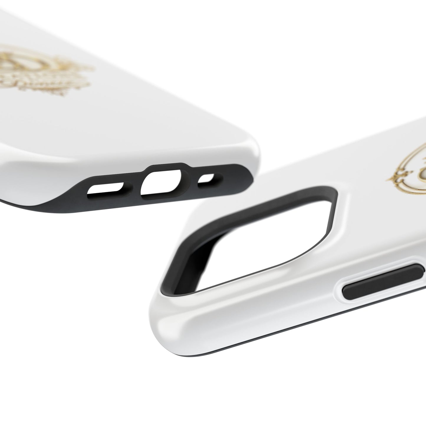 Magnetic Impact-Resistant Phone Case — Gold Floral Crest Logo