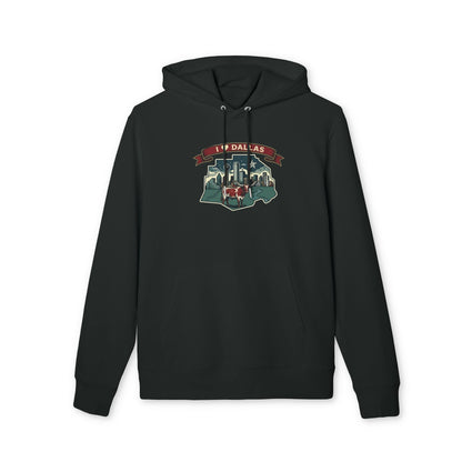 Dallas Skyline Hoodie — Retro Cowboy Boots Cityscape Sweatshirt