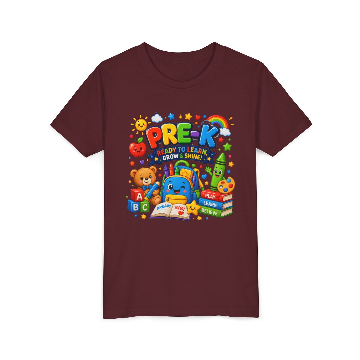 Pre-K Ready To Learn Kids T-Shirt — Colorful Preschool Back-to-School Tee
