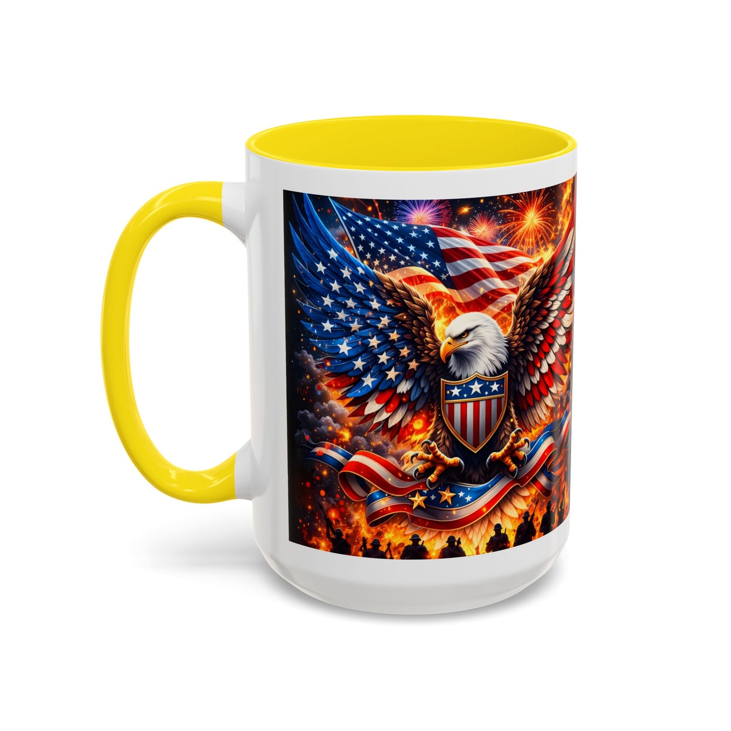 Patriotic Eagle Coffee Mug — American Flag Bald Eagle Accent Mug (11/15oz)