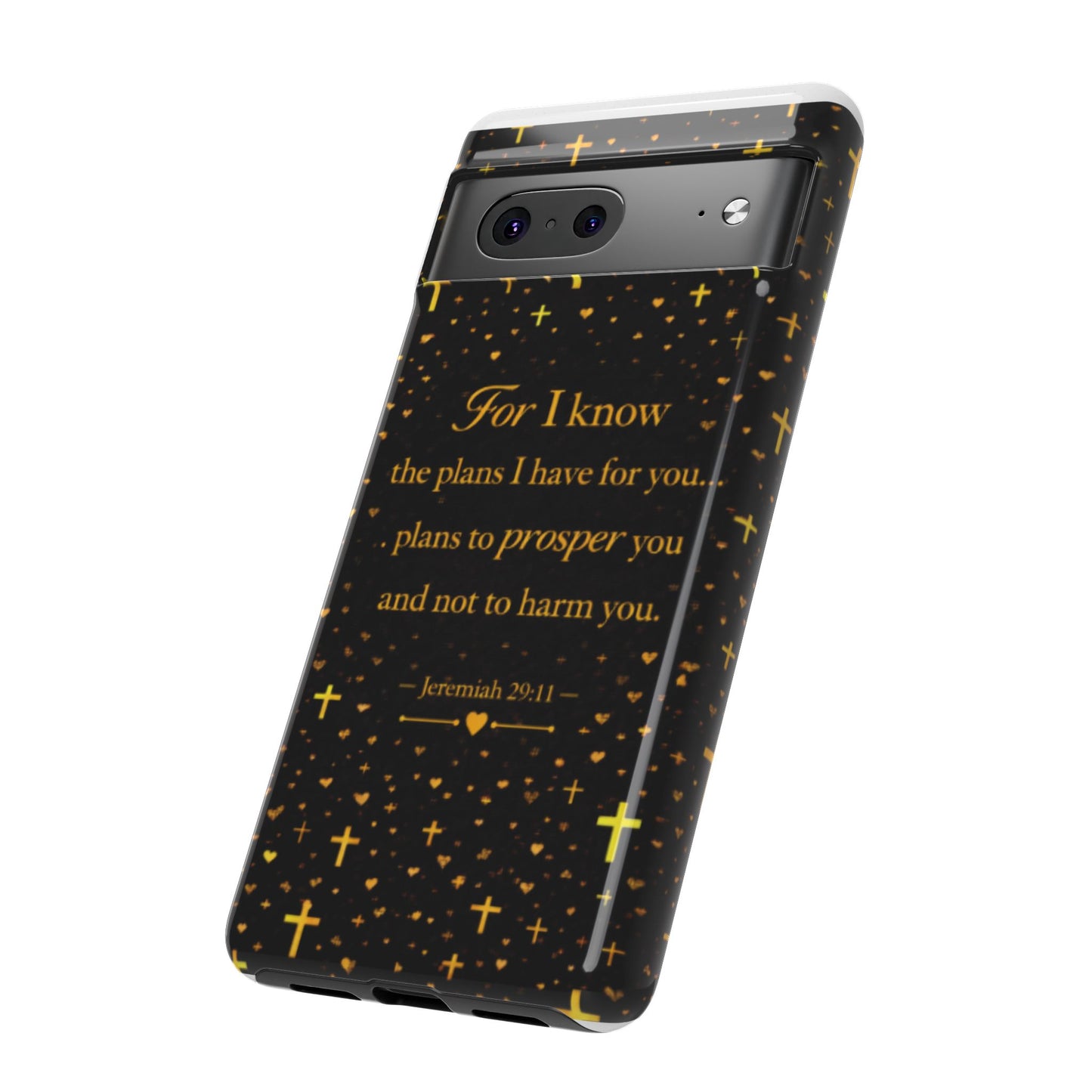 Phone Case — "For I Know" Jeremiah 29:11 Gold Cross Christian Tough Case