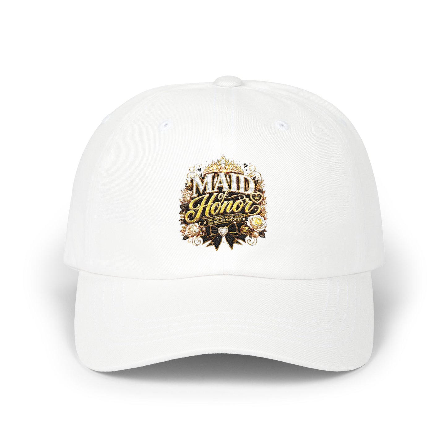 Maid of Honor Dad Cap — Floral Gold Bridal Party Hat