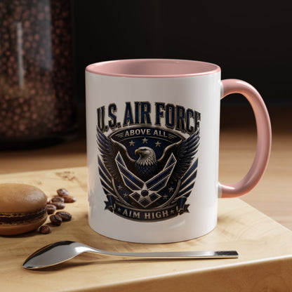 U.S. Air Force Eagle Coffee Mug – "Aim High" Accent Ceramic Mug (11/15oz)
