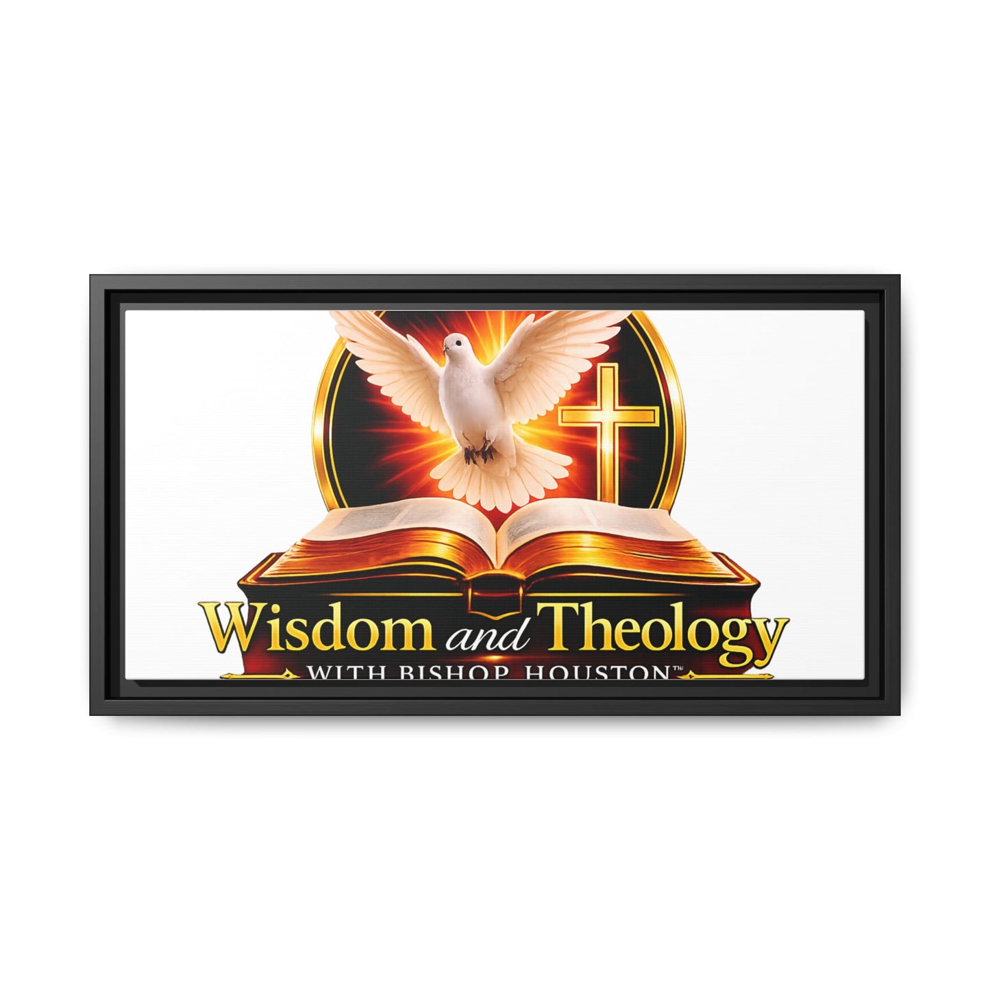 Framed Canvas Print — "Wisdom and Theology" Dove & Bible Wall Art
