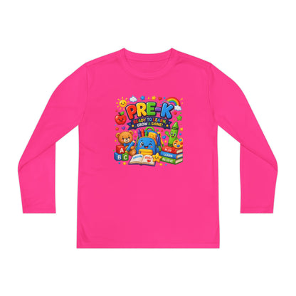 PRE-K Kids Long Sleeve Tee — Back-to-School Preschool Shirt ("Ready to Learn, Grow & Shine")