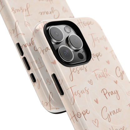 Christian Words Tough Magnetic Phone Case — Hope Pray Grace Jesus Faith