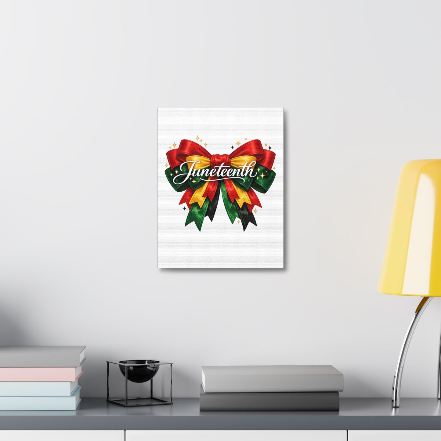 Juneteenth Celebration Stretched Canvas — Pan-African Ribbon Wall Art