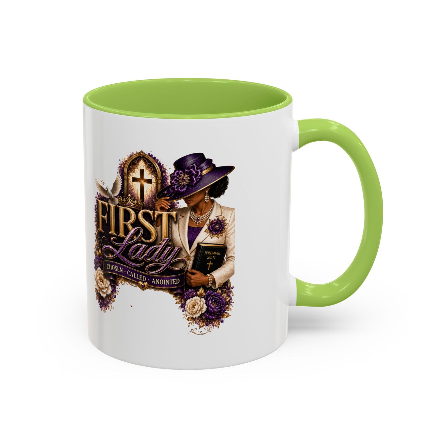 First Lady Church Coffee Mug — Elegant Purple Hat Gospel Tea Cup (11/15oz)