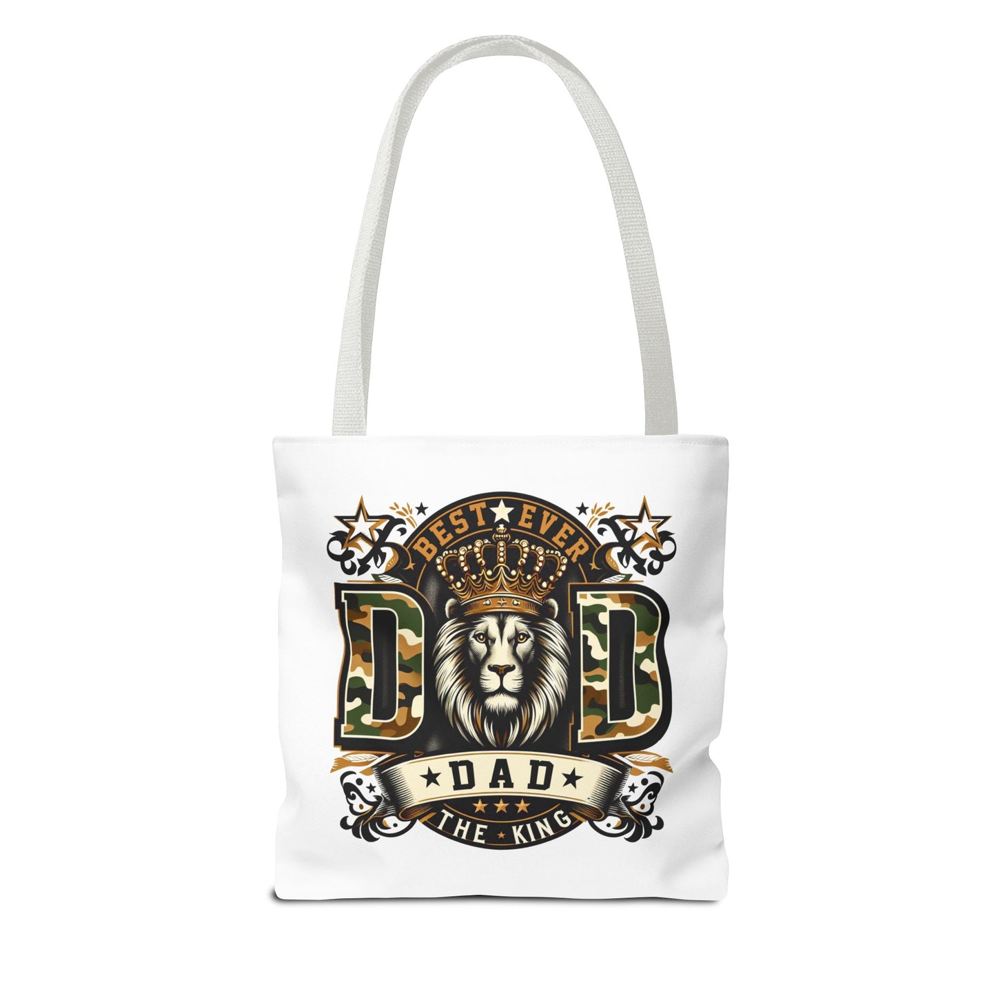 Best Ever Dad Tote Bag — 'Dad the King' Lion Crown Design, Father's Day Gift