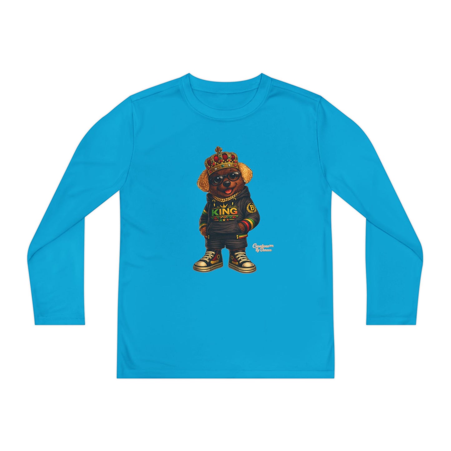 Youth Long Sleeve Tee — 'King' Bear Graphic