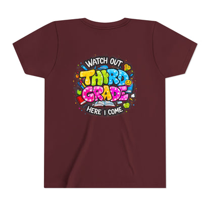 Third Grade Kids T‑Shirt — "Watch Out Third Grade Here I Come" Back-to-School Tee