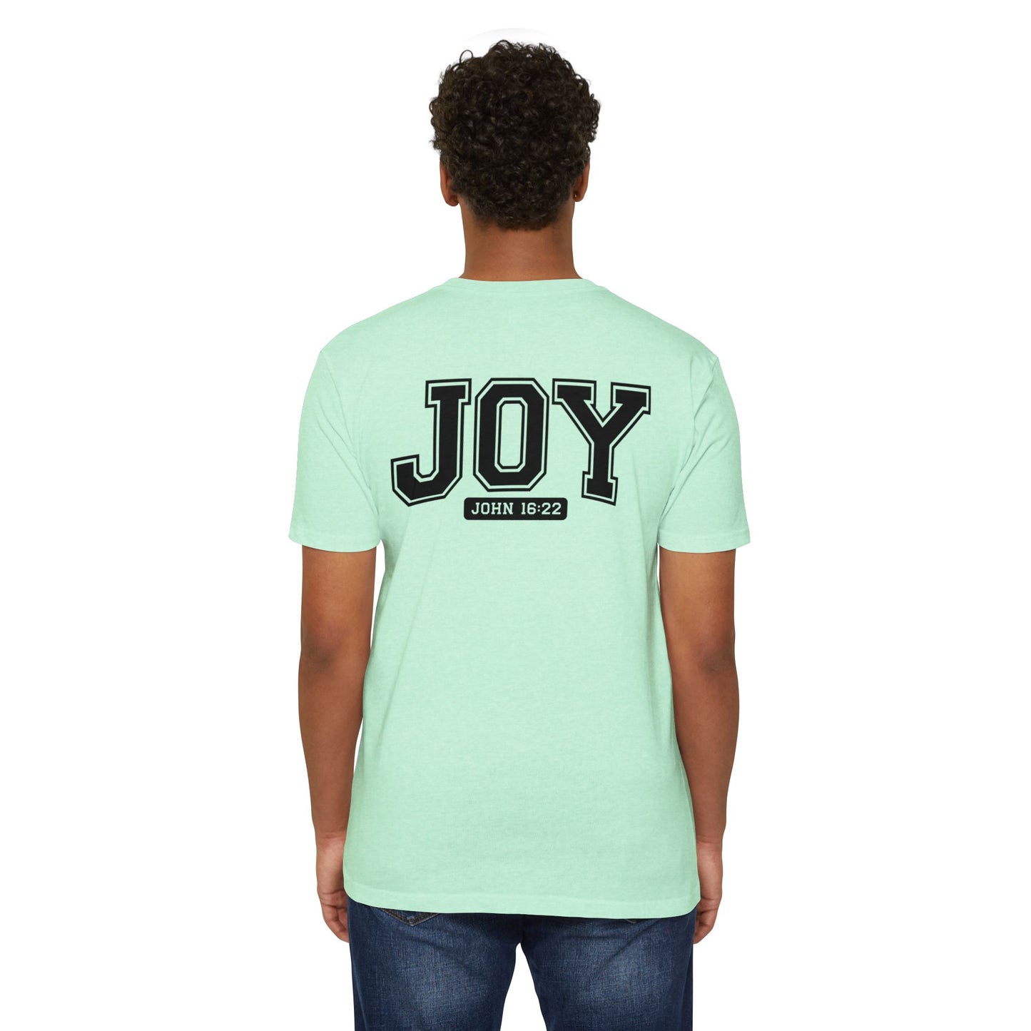 Joy T-Shirt – Christian Scripture John 16:22 College-Style Tee