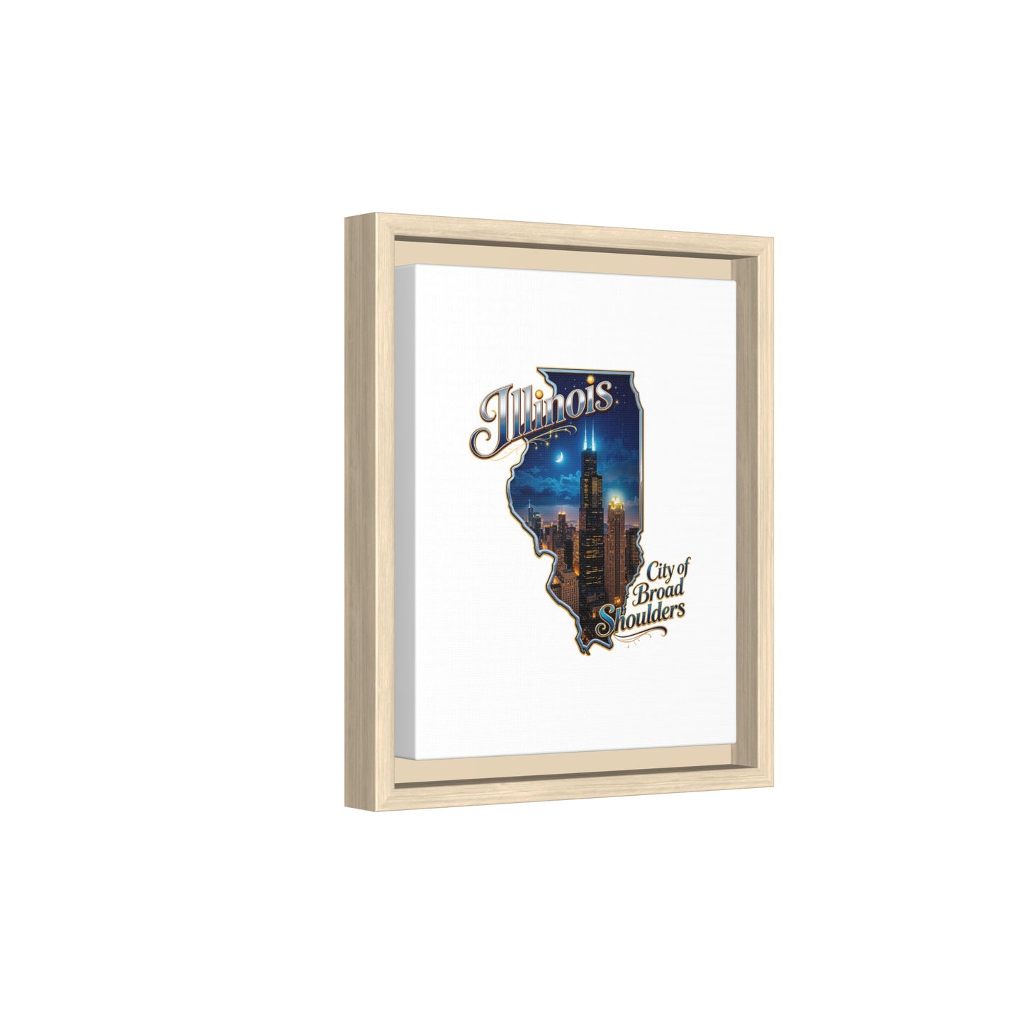 Illinois City of Broad Shoulders Matte Canvas Framed Wall Art