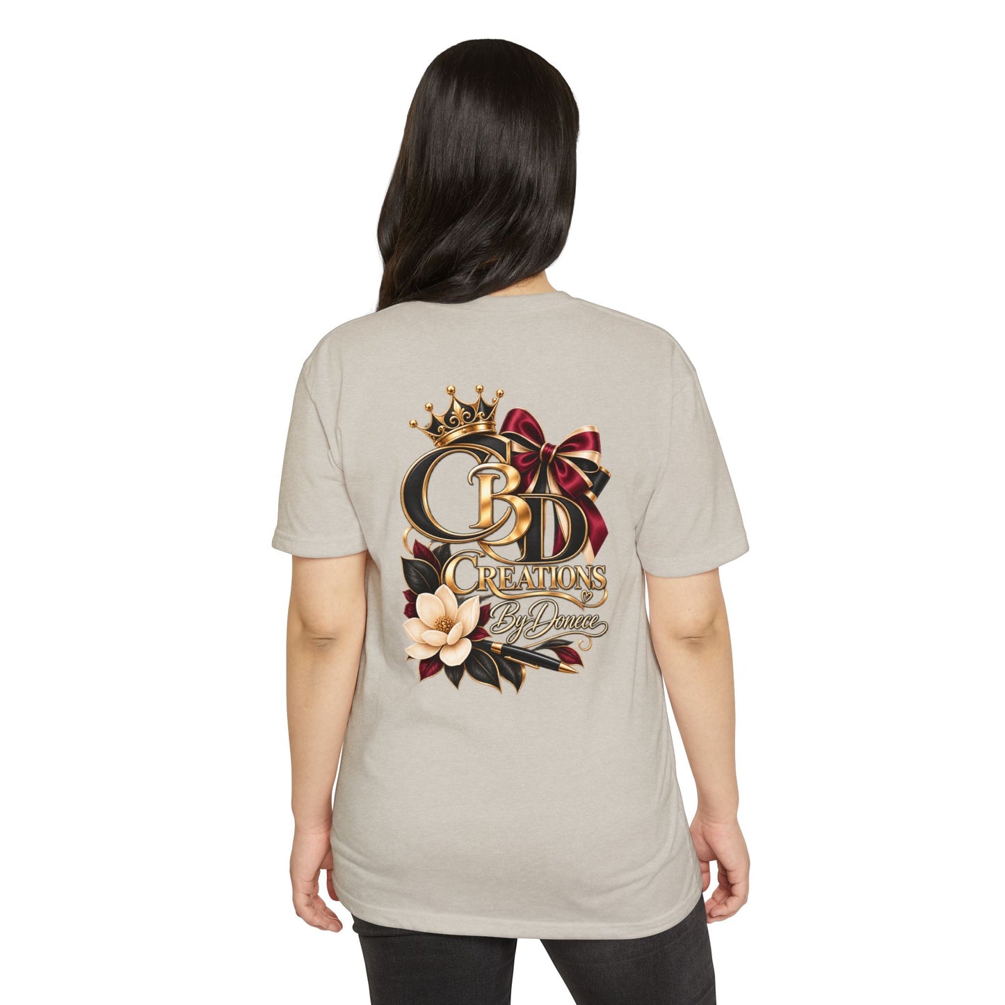 Graphic T-Shirt — "CBD Creations By Dawna" Gold Crown Floral Design