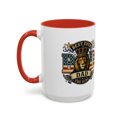 Best Ever Dad Coffee Mug — 'Dad the King' Lion Accent Mug (11/15oz)