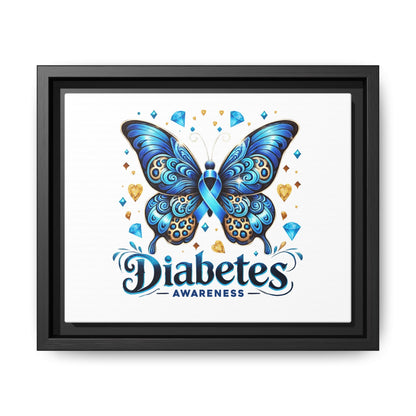 Diabetes Awareness Blue Ribbon Butterfly Matte Framed Canvas