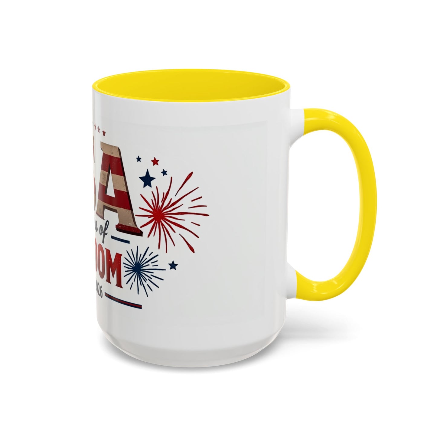 USA 250 Years of Freedom Accent Coffee Mug – 1776–2026 Patriotic Fourth of July Gift