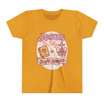 Youth Tee — "Jesus Is My Safe Space" Christian Kids T-Shirt
