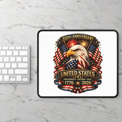 United States 250th Anniversary Gaming Mouse Pad — Patriotic Eagle, Flags & Fireworks (1776–2026)