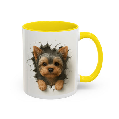 Yorkshire Terrier Peekaboo Coffee Mug – Cute Yorkie Dog Accent Mug (11/15oz)