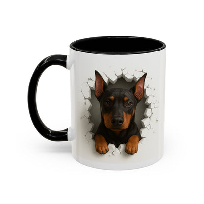 Doberman Peekaboo Accent Coffee Mug – Cute Dog Lover Gift (11/15oz)