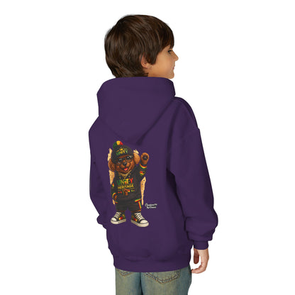 Youth Hoodie — Cool Rasta Bear Graphic Kids Sweatshirt